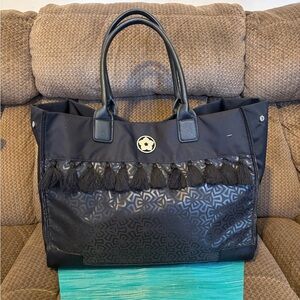 Bari Elegant Black Tote Bag with Tassel Accents BOX B
